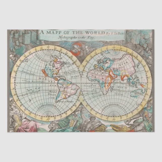 Papier Mousseline Une carte du document de travail mondial (Recto)