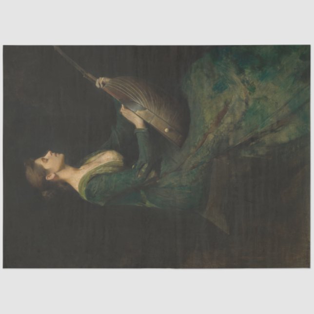 Papier Mousseline Une dame avec un papier de découpage musicale à la (Recto)