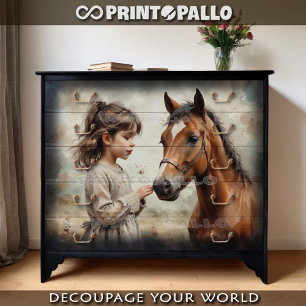 Papier Mousseline Une enfant amoureuse de son cheval