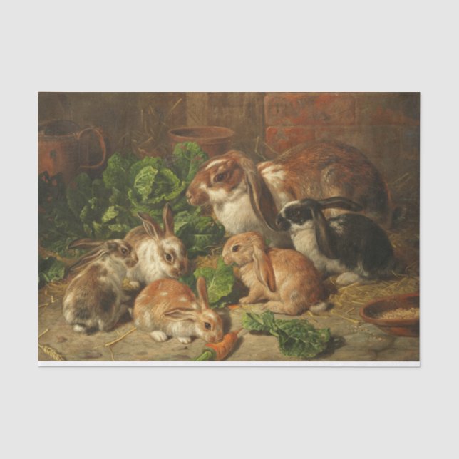 Papier Mousseline Une famille de lapins par Alfred Richardson Barber (Recto)
