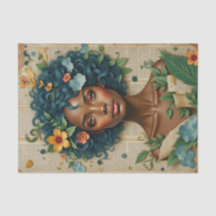 Une femme afro-américaine aux fleurs - Découpage