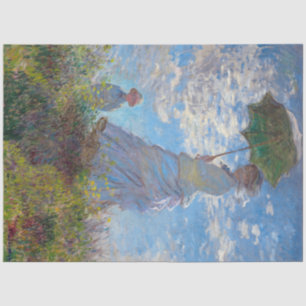 Papier Mousseline Une femme avec un parasol, Monet