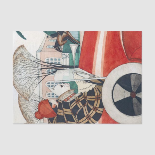 Papier Mousseline Une fille et un chien Carlin dans une voiture roug (Recto)