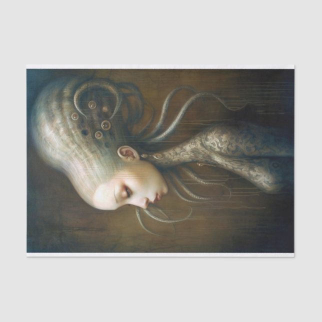 Papier Mousseline Une jolie femme aux cheveux tentacules (Recto)