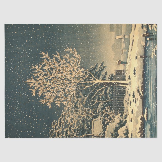 Papier Mousseline Une journée d'hiver sur la rivière Sumida au Japon (Recto)