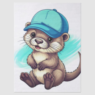 Papier Mousseline Une loutre de dessin animé mignonne portant une ca