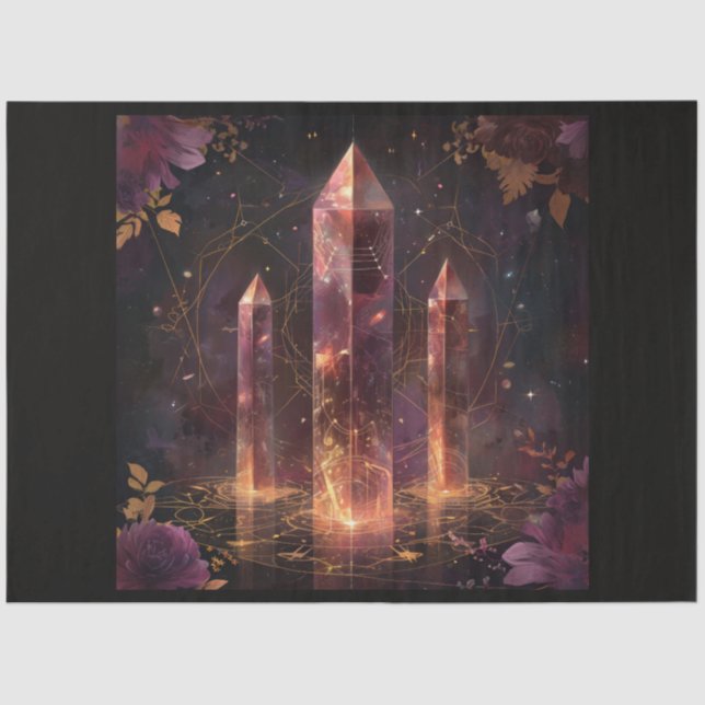 Papier Mousseline Une planète cosmique et des cristaux de série Desi (Recto)