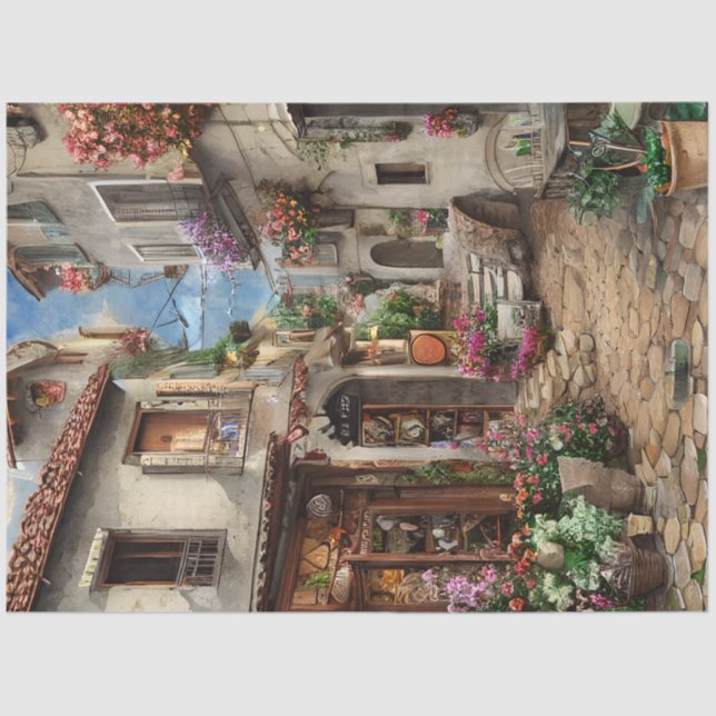 Papier Mousseline Une scène de rue italienne Ephemera Design Series  (Recto)