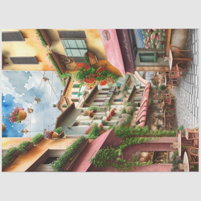 Papier Mousseline Une scène de rue italienne Ephemera Design Series  (Recto)