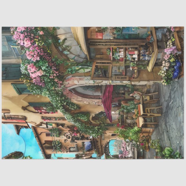 Papier Mousseline Une scène de rue italienne Ephemera Design Series  (Recto)