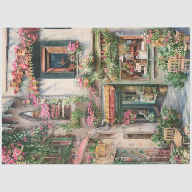 Papier Mousseline Une scène de rue italienne Ephemera Design Series  (Recto)