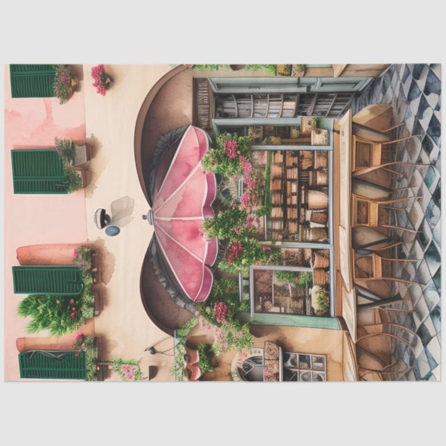 Papier Mousseline Une scène de rue italienne Ephemera Design Series  (Recto)