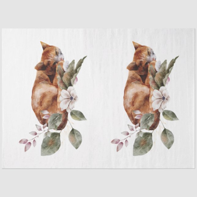 Papier Mousseline Une série animale d'automne et florale Design 23 (Recto)