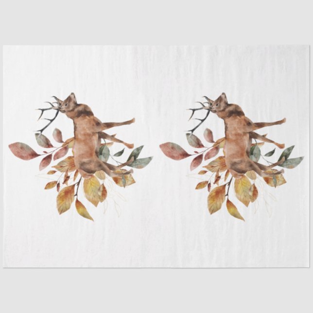 Papier Mousseline Une série animale d'automne et florale Design 30 (Recto)