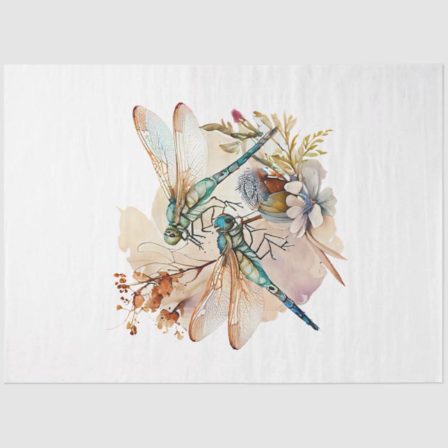 Papier Mousseline Une série d'aquarelles Dragonfly Design 2 (Recto)