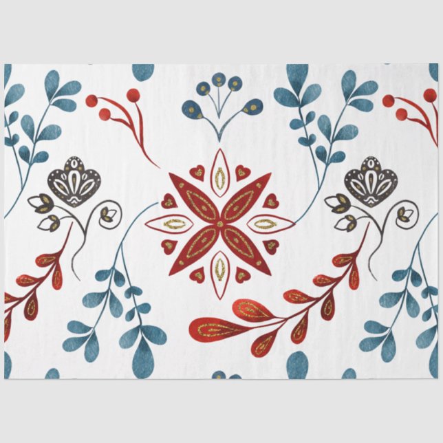 Papier Mousseline Une série de carreaux nordiques de Noël Design 5 (Recto)