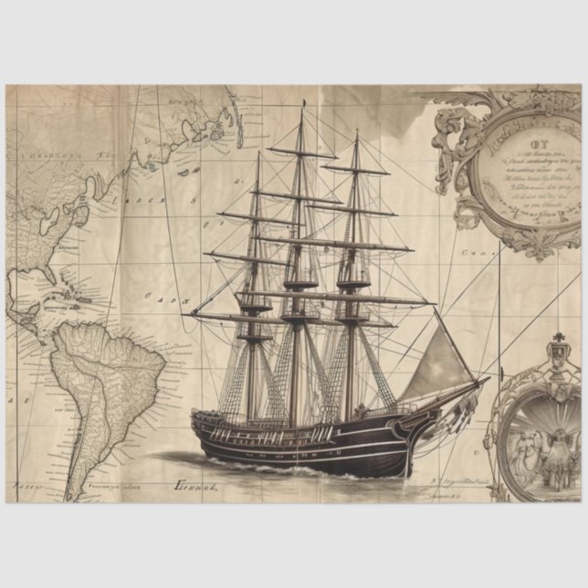 Papier Mousseline Une série de cartes marines 5 (Recto)