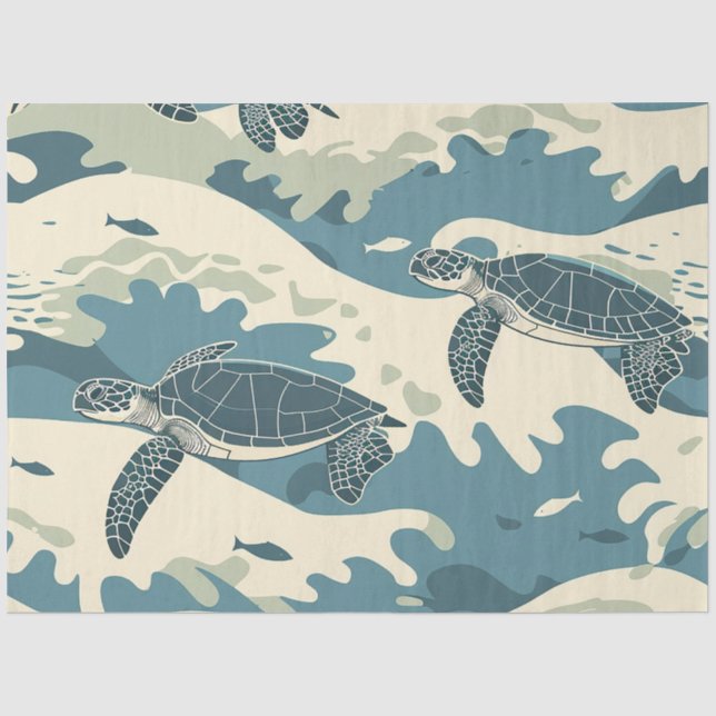 Papier Mousseline Une série de tortues marines Design 3 (Recto)