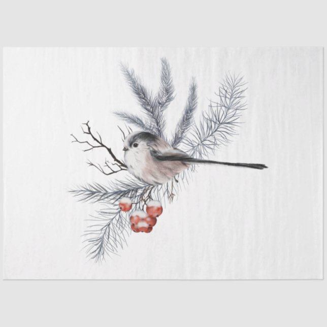 Papier Mousseline Une série d'oiseaux de Noël Design 6 (Recto)