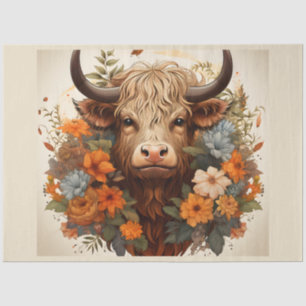 Papier Mousseline Une série Florale Highland Cow Design 4