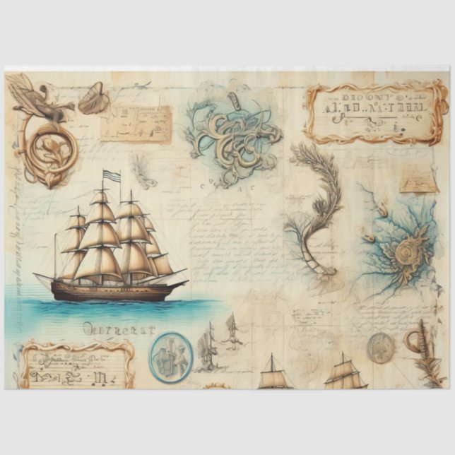 Papier Mousseline Une Série Nautique Scrappante Conception 3 (Recto)