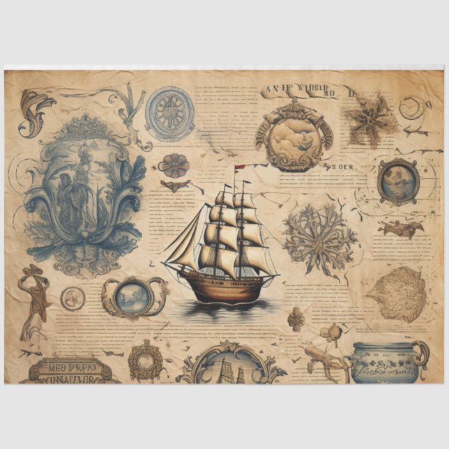 Papier Mousseline Une Série Nautique Scrappy Design 23 (Recto)