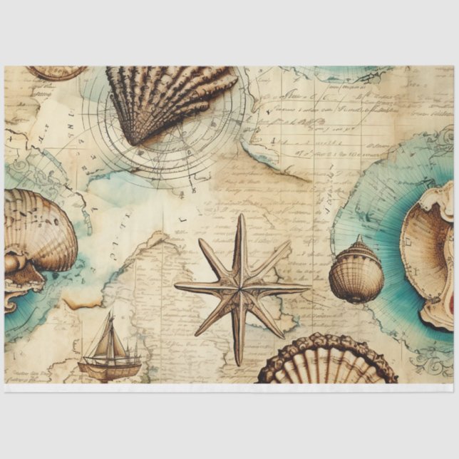 Papier Mousseline Une Shabby Chic Nautique Série Design 3 (Recto)