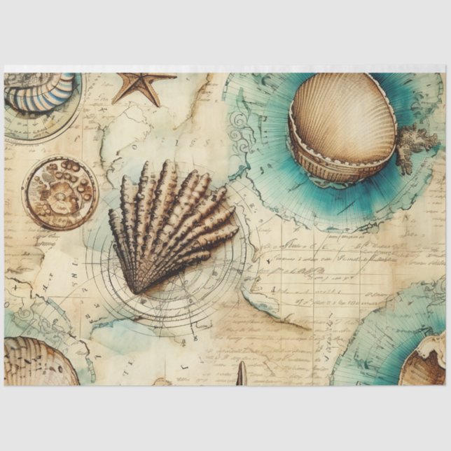 Papier Mousseline Une Shabby Chic Nautique Série Design 4 (Recto)