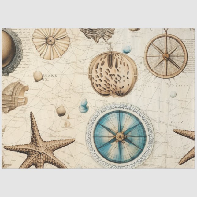 Papier Mousseline Une Shabby Chic Série Nautique Design 5 (Recto)