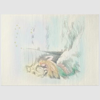 Papier Mousseline Une sirène vintage se jette dans la fenêtre d'un n