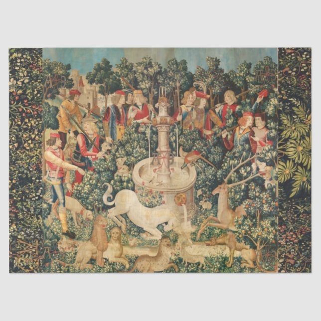 Papier Mousseline UNICORN EST TROUVÉ / Fontaine et autres animaux (Recto)