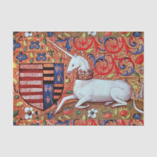PAPIER MOUSSELINE UNICORN, FLEURS D'IMAGINAIRE MÉDIÉVAL, ÉPAULES FLO