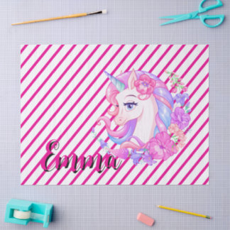 Papier Mousseline unicorn & personalize your name