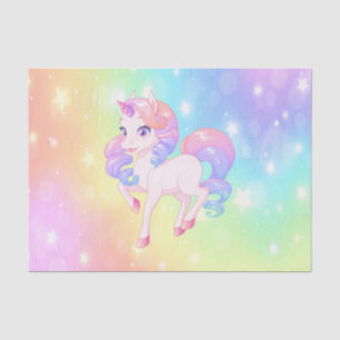Papier Mousseline Unicorn Pony Pastel Rainbow Stars Découpage