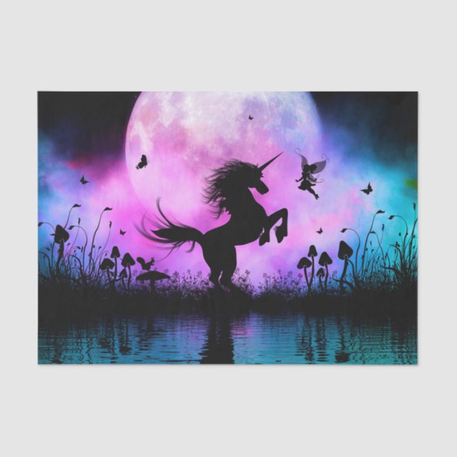 Papier Mousseline Unicorne avec peu de fée (Recto)