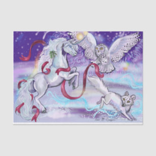 Papier Mousseline Unicorne d'hiver mystique