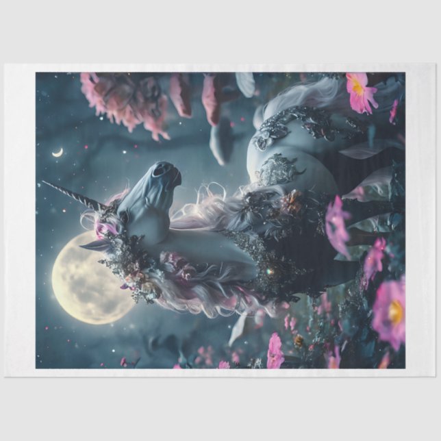 Papier Mousseline Unicorne florale (Recto)