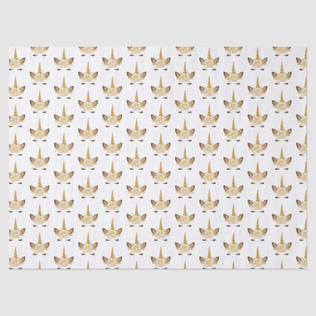 Papier Mousseline Unicorne florale d'or (Recto)