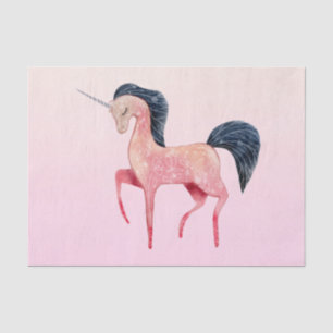 Papier Mousseline Unicorne nordique rose avec Mane noir