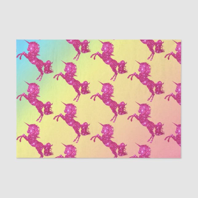 Papier Mousseline Unicorne Parties scintillant rose (Recto)