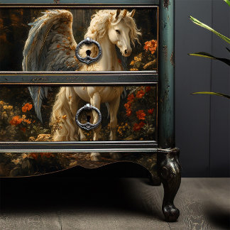 Papier Mousseline Unicorne Pegasus Woodland Floral Decoupage