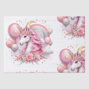 Papier Mousseline Unicorne rose