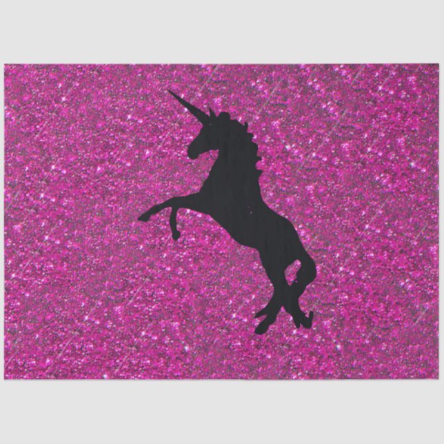Papier Mousseline unicorne sur parties scintillant rose (Recto)