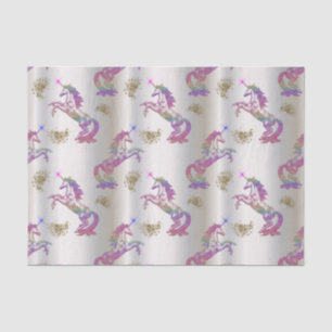 Papier Mousseline Unicornes arc-en-ciel cristal