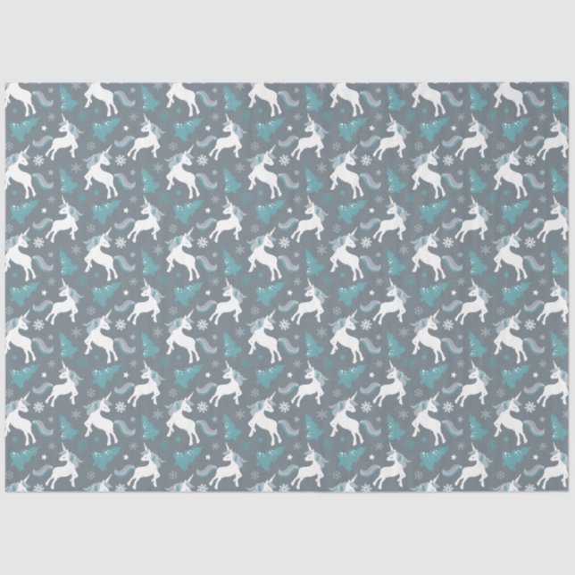 Papier Mousseline Unicornes d'hiver Motif gris foncé (Recto)