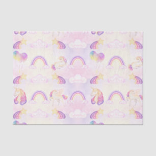 Papier Mousseline Unicornes Et Arcs-En-Ciel Pastel