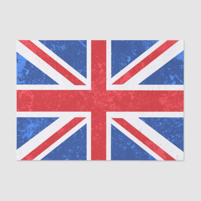 Papier Mousseline Union Jack, rouge et bleu (Recto)