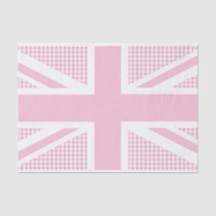 Papier Mousseline Union Jack sur le motif rose de guingan de pays
