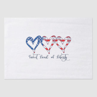 Papier Mousseline USA Drapeau Patriotique Coeurs 4 juillet Sweet Lan