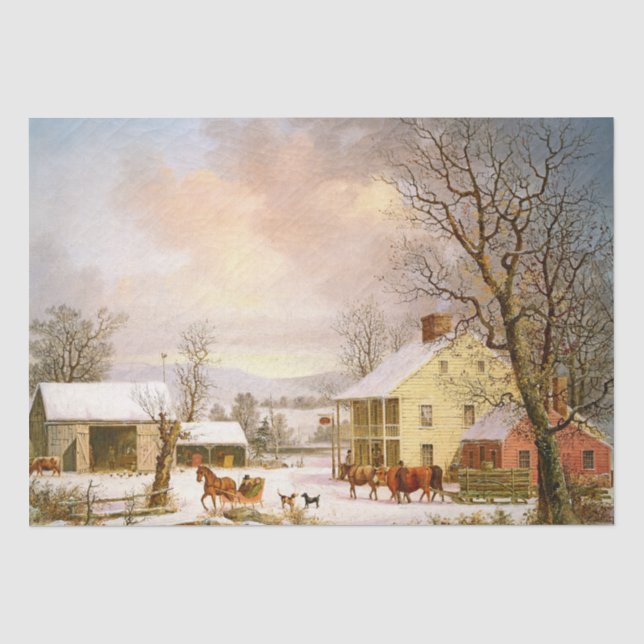 Papier Mousseline USA Durrie Winter : Country Horse Sleigh (Recto)